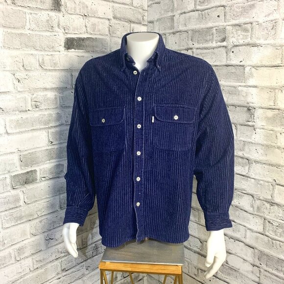 Levi's Other - Vintage 90s Levi's White Label Shirt Blue Thick Corduroy Shacket
